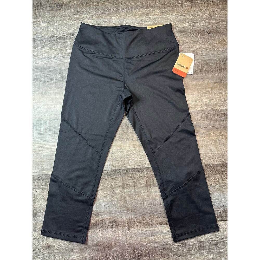 Reebok Skinny Athletic Capri Black Training Moisture Management Small